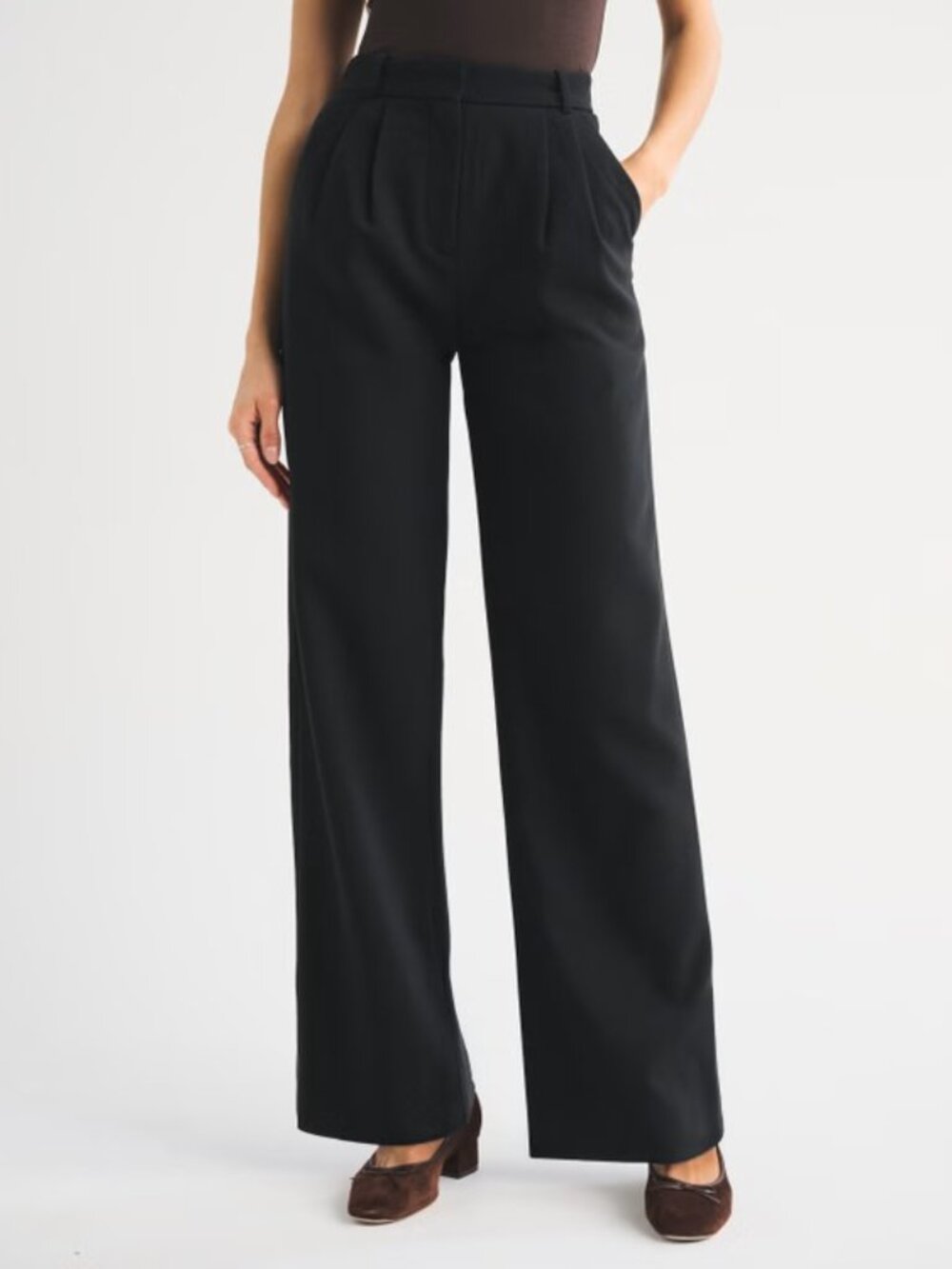 Abercrombie & Fitch Sloane Tailored Wide Leg Pants Black Women's 24 (00) High Ri